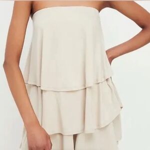 Free People Beach Sunsational Strapless Tiered Tan Top